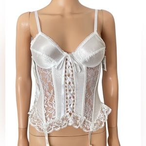 NWT Vintage Maidenform white bustier hosiery and thong